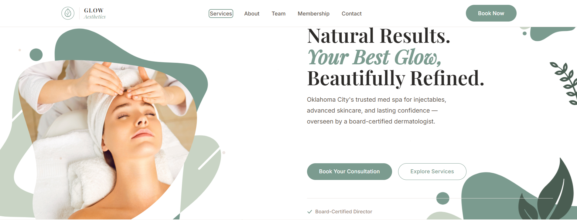 Glow Aesthetics Med Spa Website Screenshot