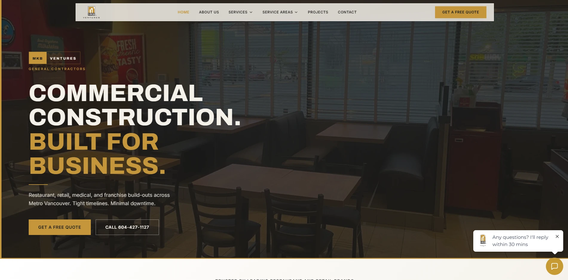 MKB Ventures Commercial Construction Vancouver Website Screenshot