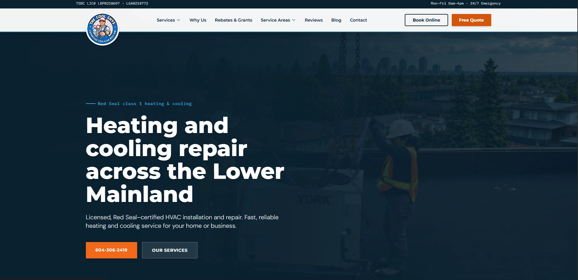 The Cool Guys HVAC Heating and Cooling Vancouver Website Screenshot